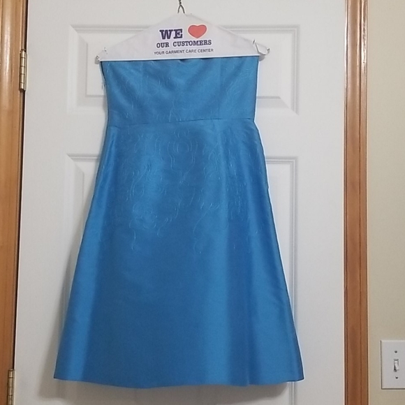 Ann Taylor Turquoise Strapless Silk Dress - Picture 3 of 6